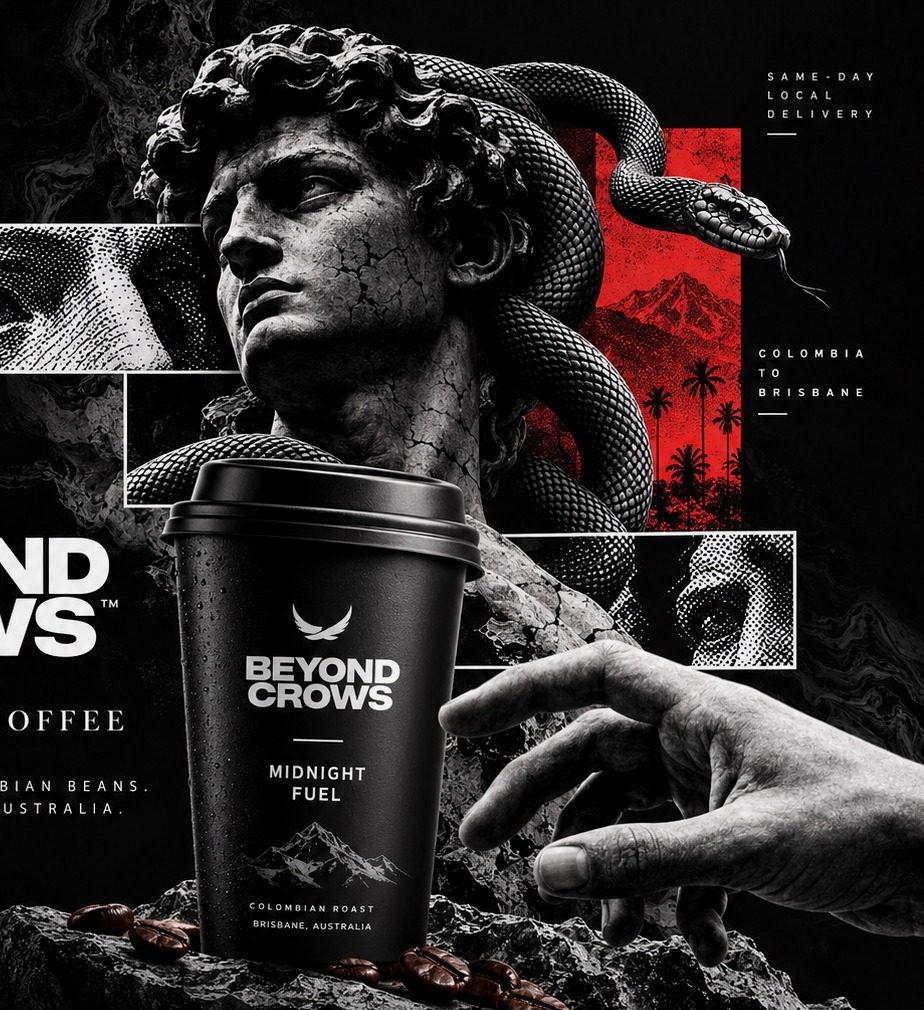 Beyond Crows Colombian coffee campaign art